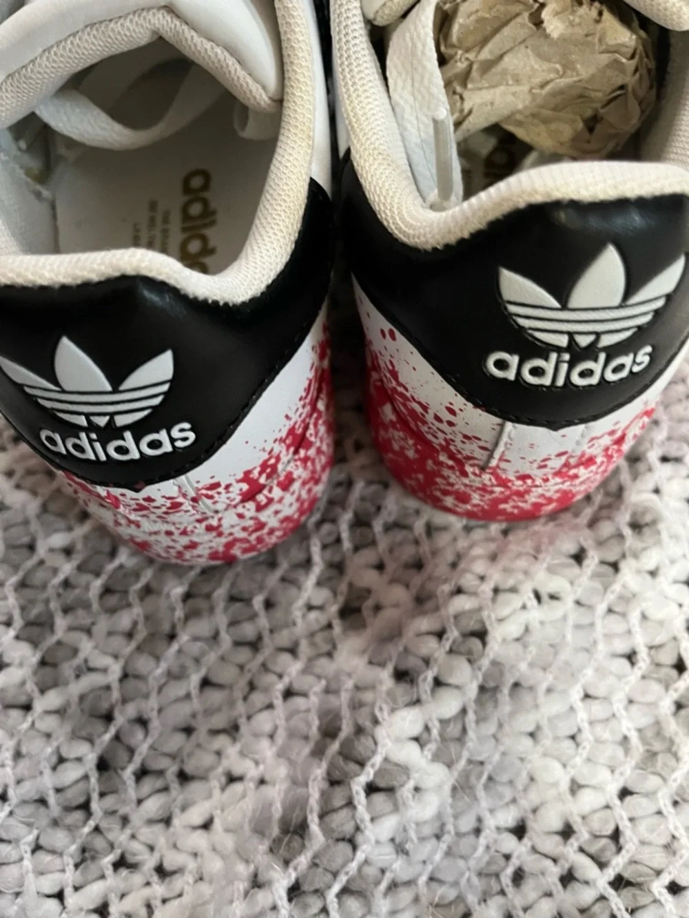 adidas Kids' White Sneakers with Rainbow Paint Splatter - Picture 3 of 4